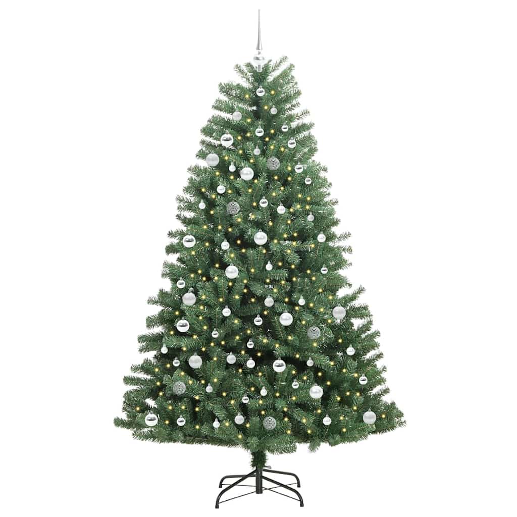 vidaXL Sztuczna choinka z zawiasami zielony 210 cm PVC i Metal
