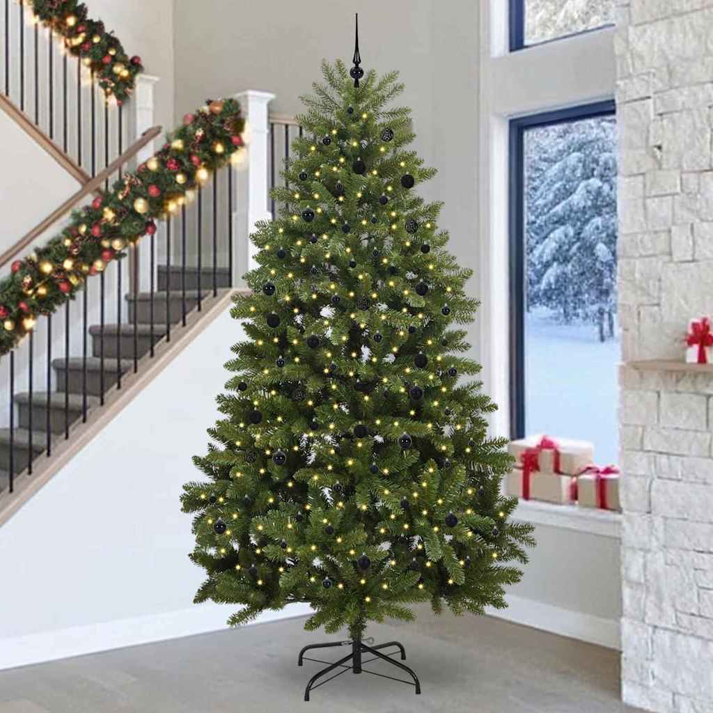 vidaXL Sztuczna choinka 300 cm 300 LED Ciepła biel PVC i stal zielony