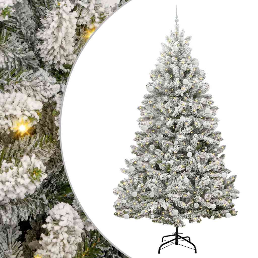vidaXL Sztuczna choinka Zielony i Biały 270 cm PVC i Metal