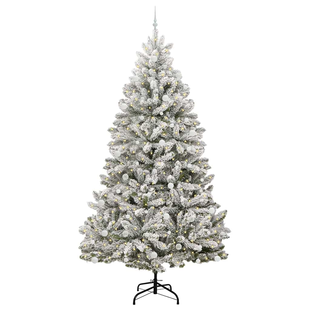 vidaXL Sztuczna choinka Zielony i Biały 270 cm PVC i Metal
