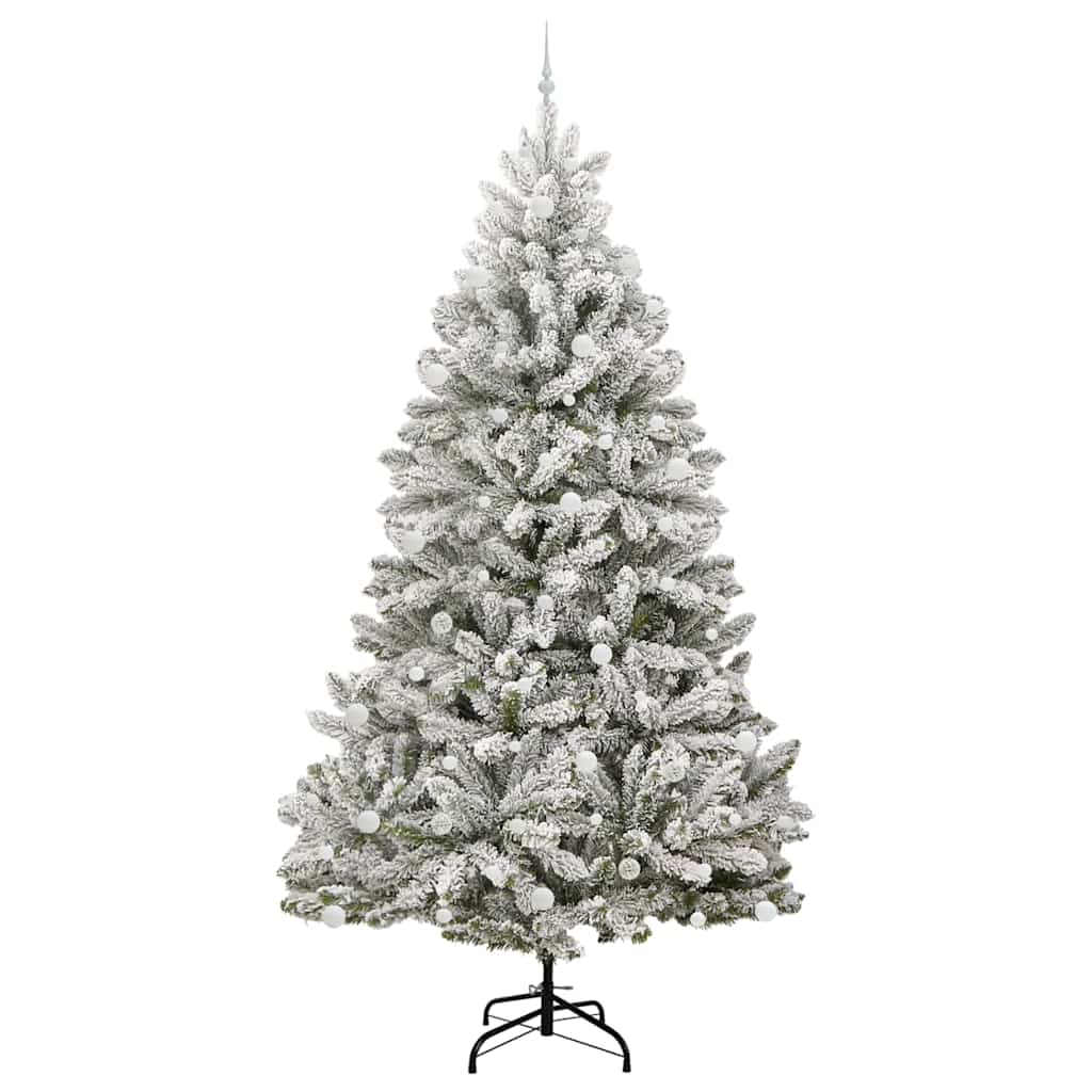 vidaXL Sztuczna choinka Zielony i Biały 270 cm PVC i Metal