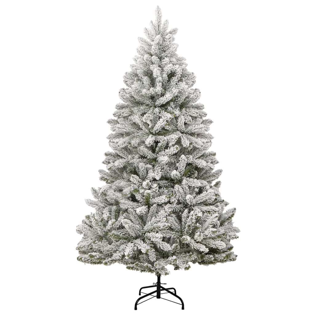 vidaXL Sztuczna choinka Zielony i Biały 270 cm PVC i Metal