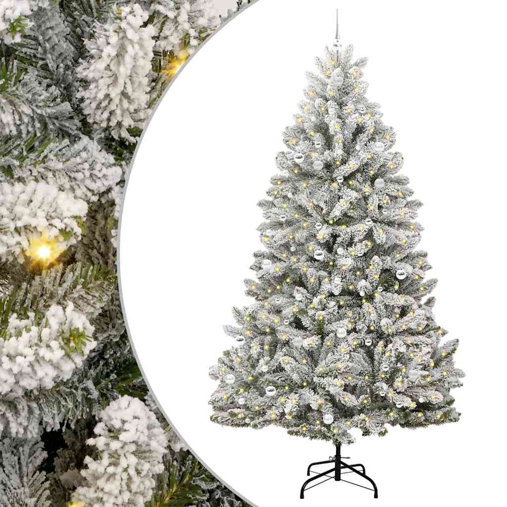 vidaXL Sztuczna choinka Zielony i Biały 270 cm PVC i Metal
