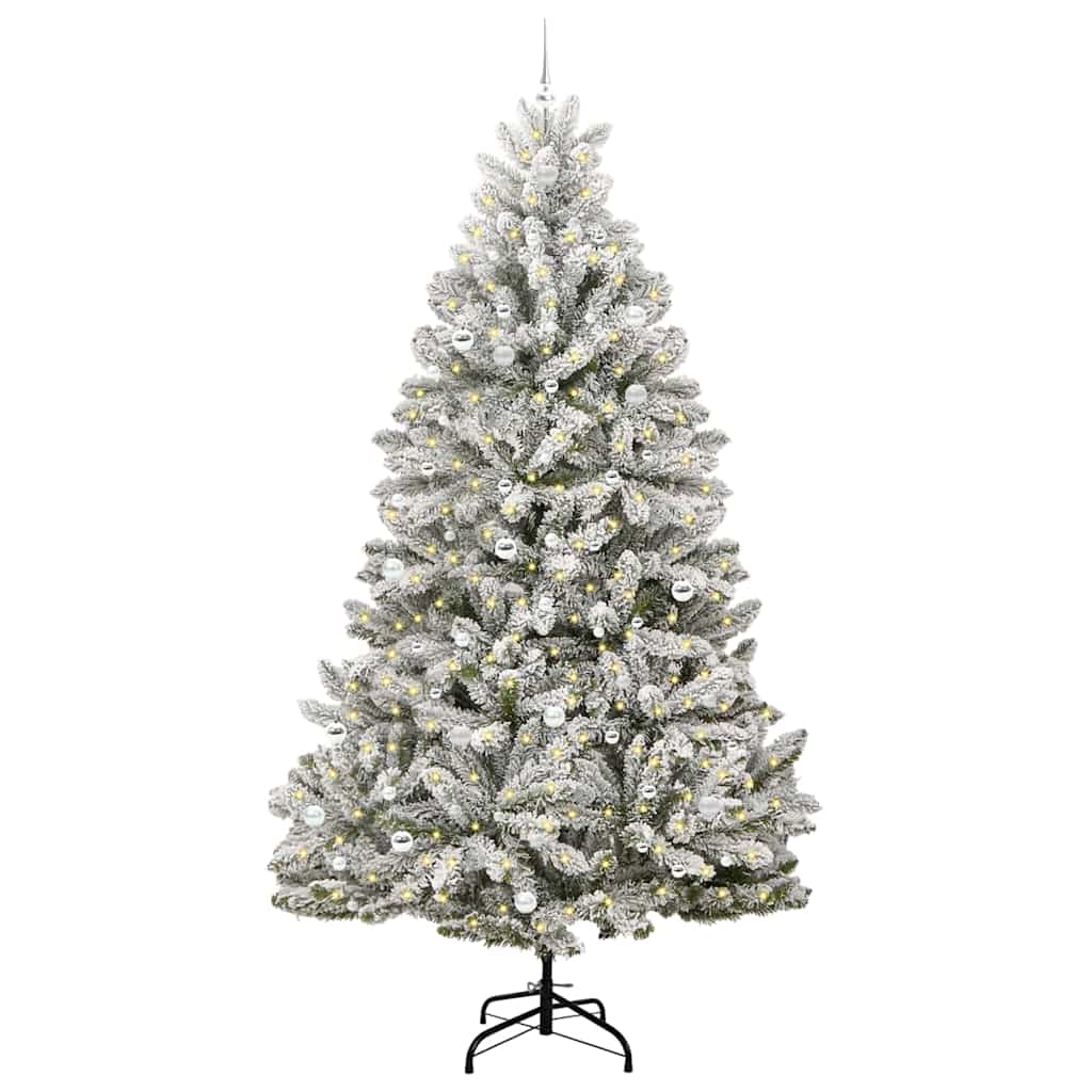 vidaXL Sztuczna choinka Zielony i Biały 270 cm PVC i Metal