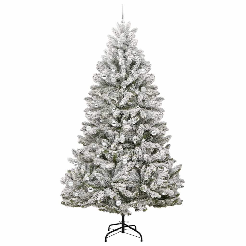 vidaXL Sztuczna choinka Zielony i Biały 270 cm PVC i Metal