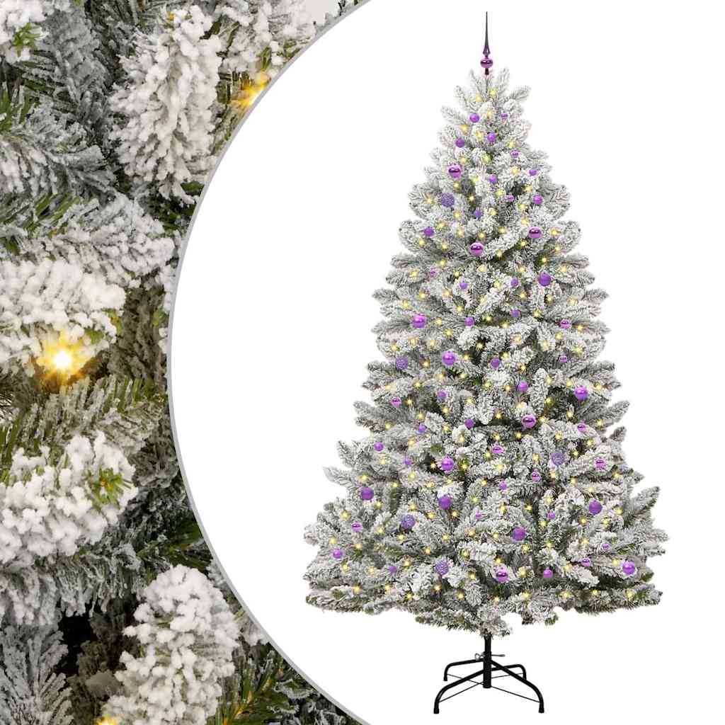 vidaXL Sztuczna choinka Zielony i Biały 270 cm PVC i Metal