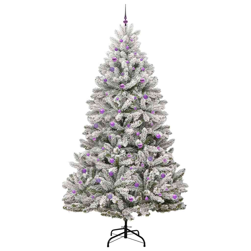 vidaXL Sztuczna choinka Zielony i Biały 270 cm PVC i Metal