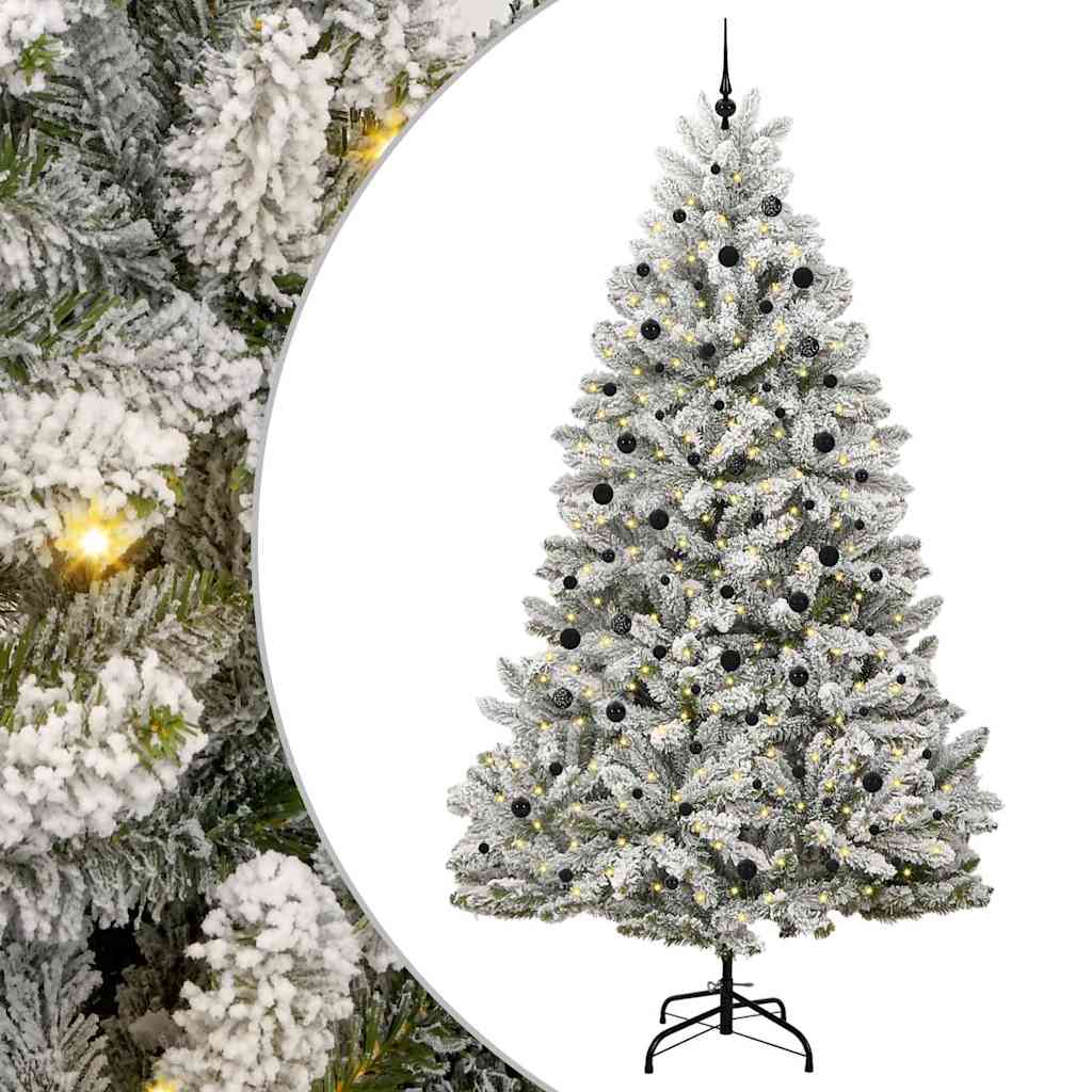 vidaXL Sztuczna choinka Zielony i Biały 300 cm PVC i Metal