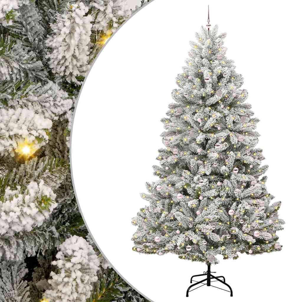 vidaXL Sztuczna choinka Zielony i Biały 300 cm PVC i Metal