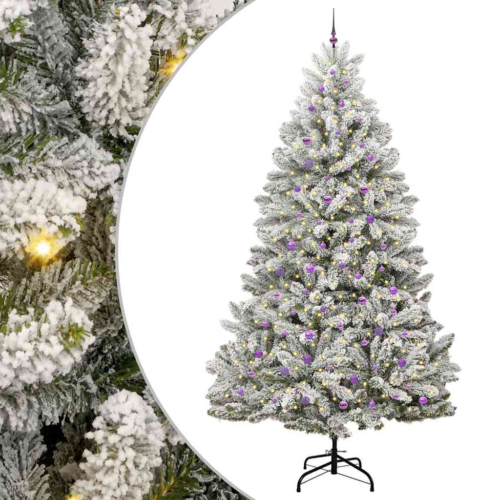 vidaXL Sztuczna choinka Zielony i Biały 300 cm PVC i Metal