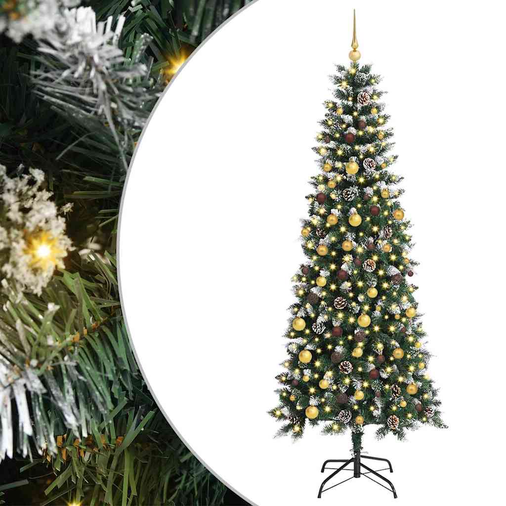 vidaXL Sztuczna choinka z podstawą Zielony 210 cm PVC, plastik i stal