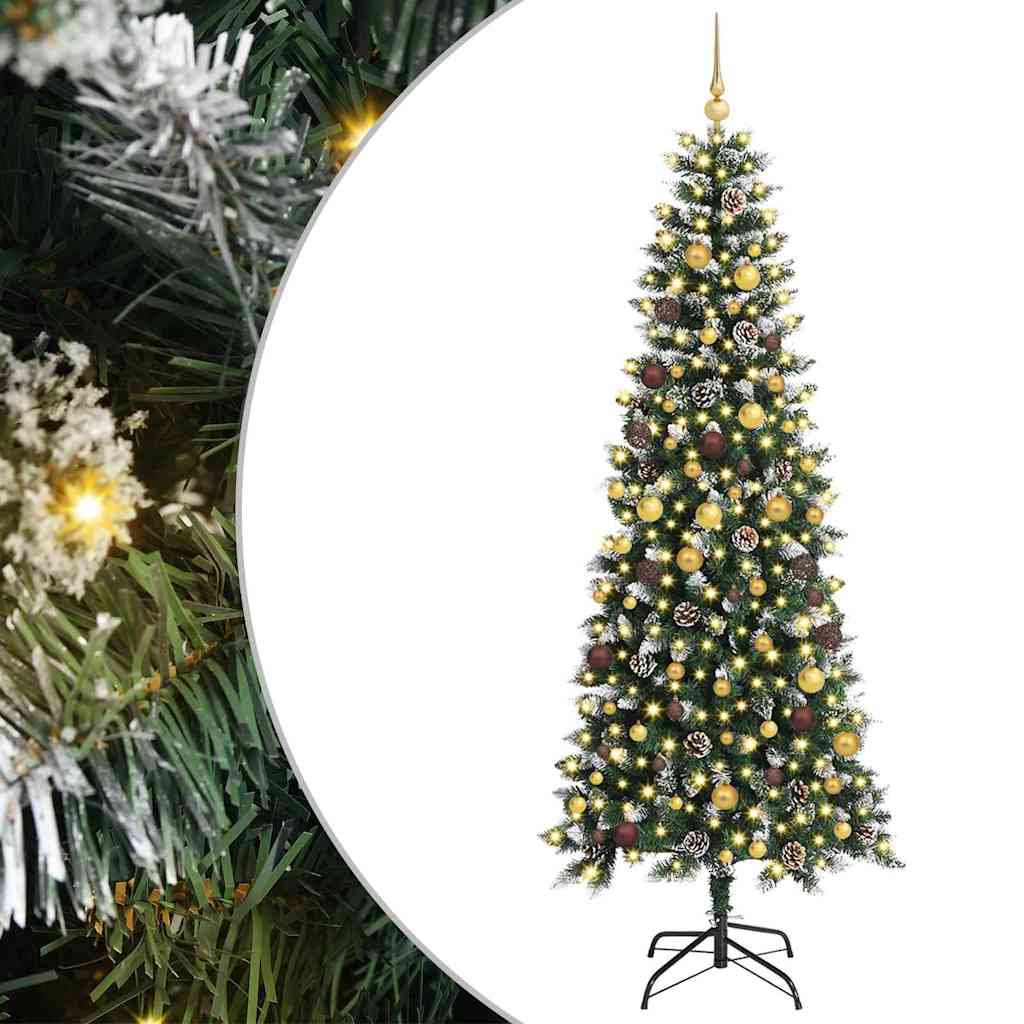 vidaXL Sztuczna choinka z podstawą Zielony 240 cm PVC, plastik i stal