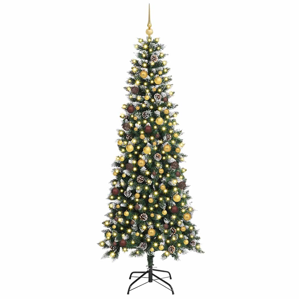 vidaXL Sztuczna choinka z podstawą Zielony 240 cm PVC, plastik i stal