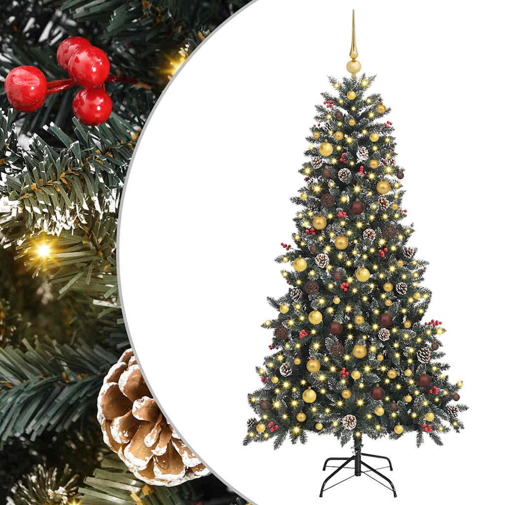 vidaXL Sztuczna choinka z podstawą Zielony 210 cm PVC, plastik i stal