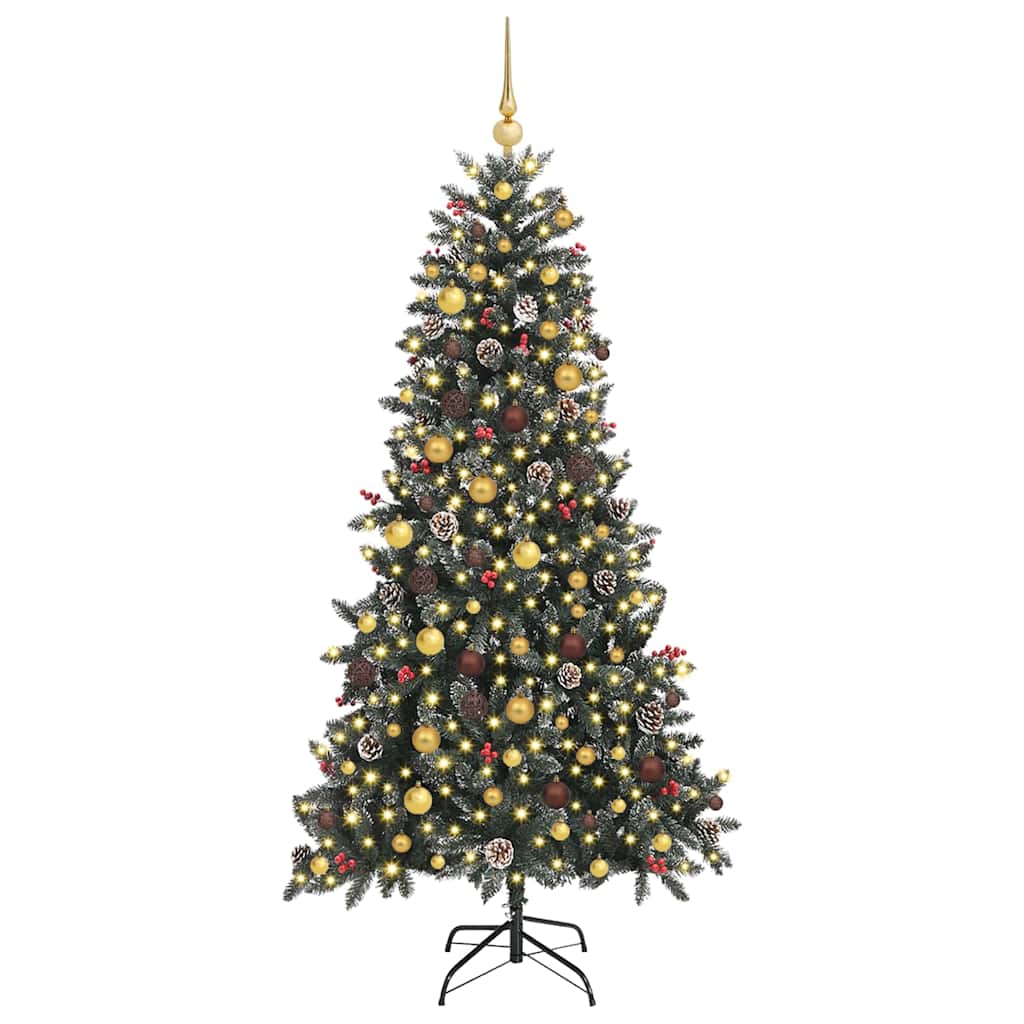 vidaXL Sztuczna choinka z podstawą Zielony 210 cm PVC, plastik i stal