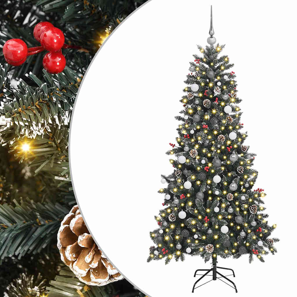 vidaXL Sztuczna choinka z podstawą Zielony 210 cm PVC, plastik i stal