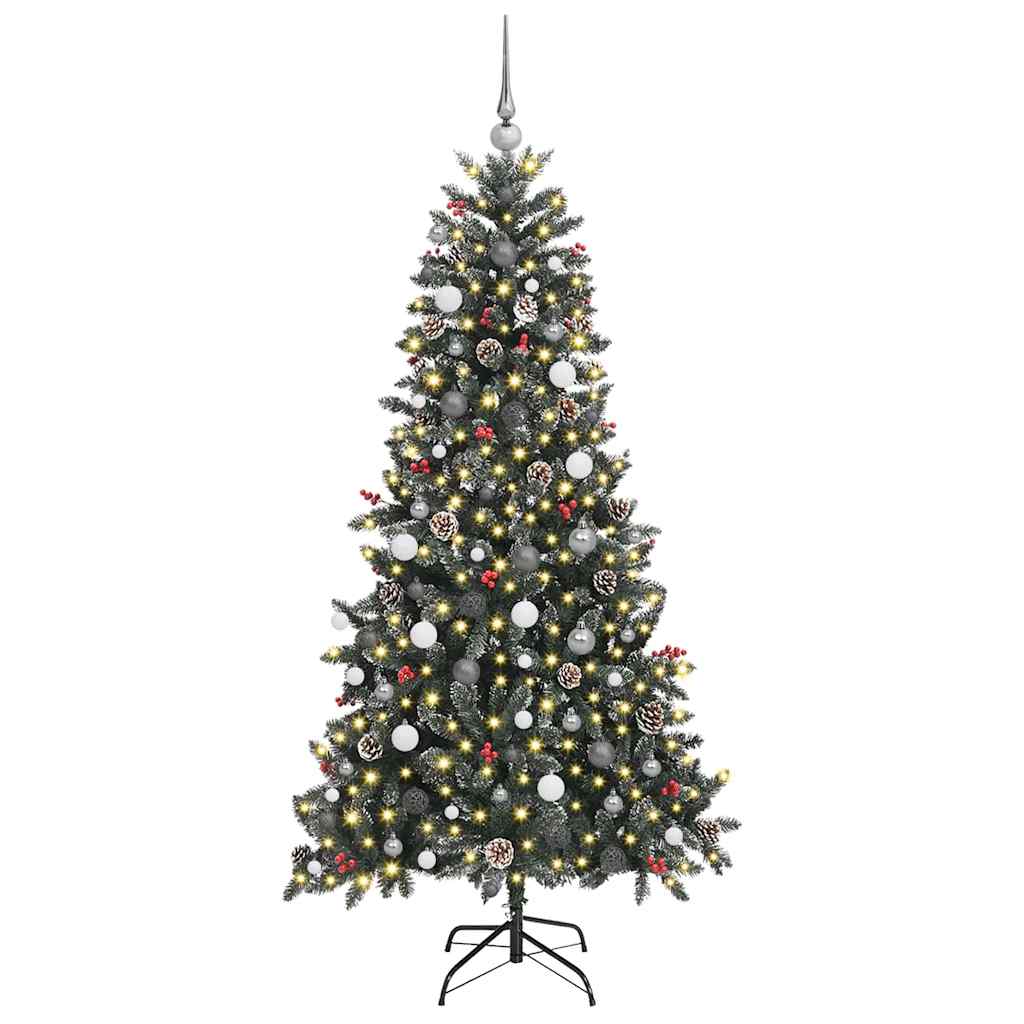 vidaXL Sztuczna choinka z podstawą Zielony 210 cm PVC, plastik i stal