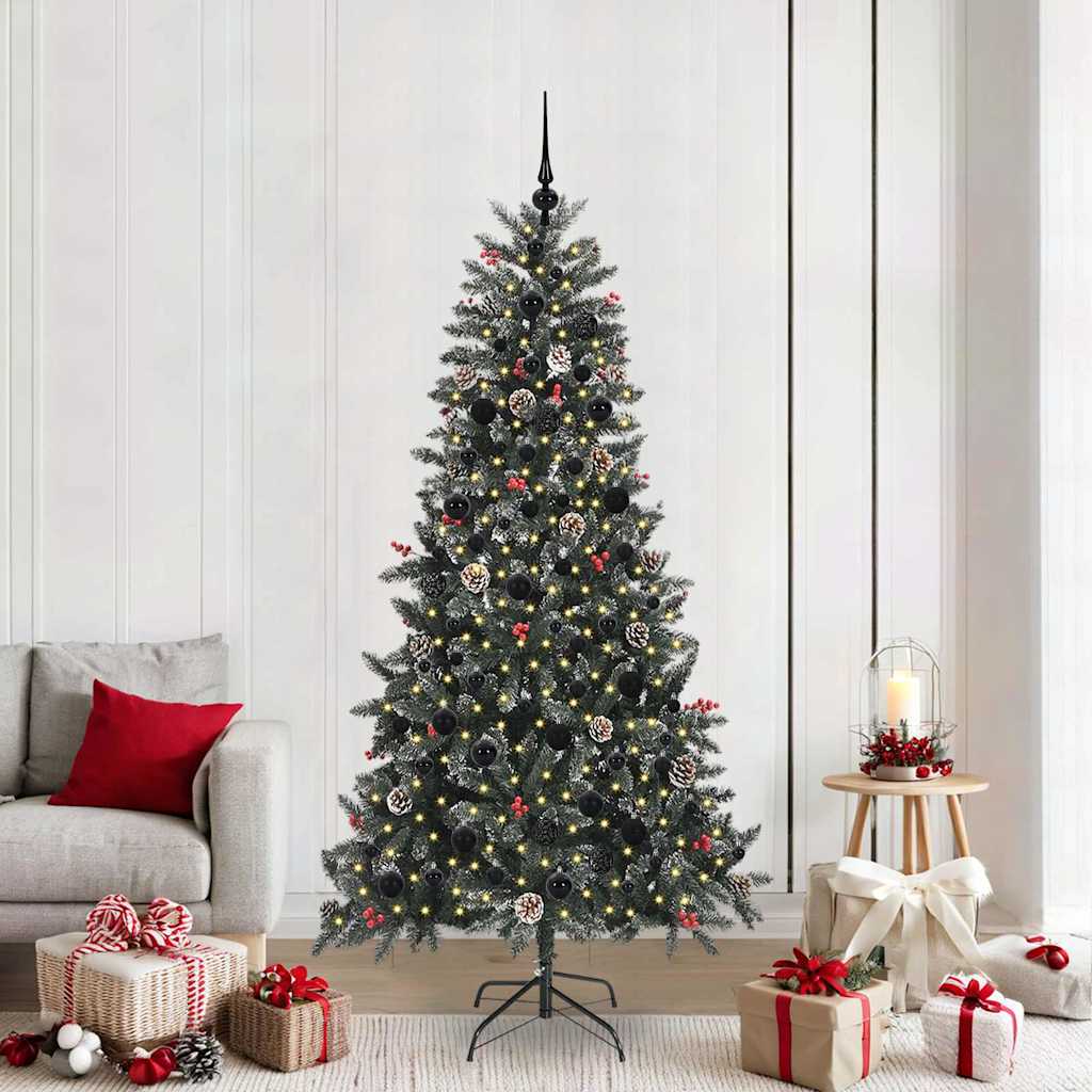 vidaXL Sztuczna choinka z podstawą Zielony 210 cm PVC, plastik i stal
