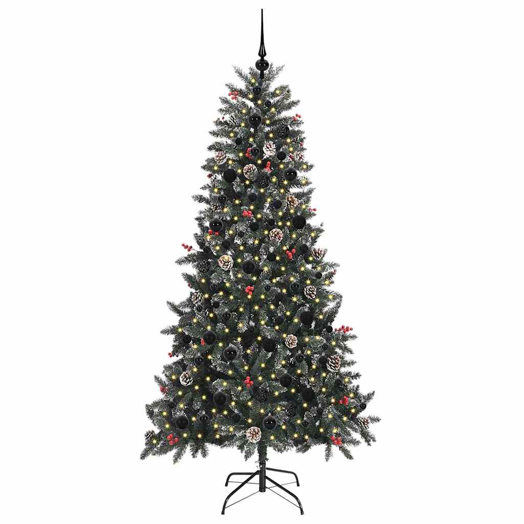 vidaXL Sztuczna choinka z podstawą Zielony 210 cm PVC, plastik i stal