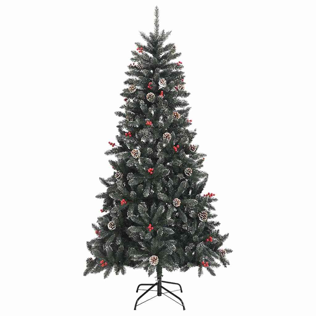 vidaXL Sztuczna choinka z podstawą Zielony 210 cm PVC, plastik i stal