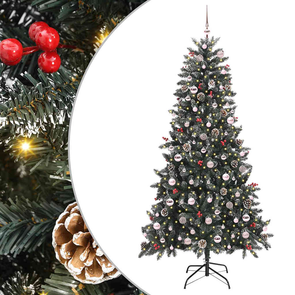 vidaXL Sztuczna choinka z podstawą Zielony 210 cm PVC, plastik i stal