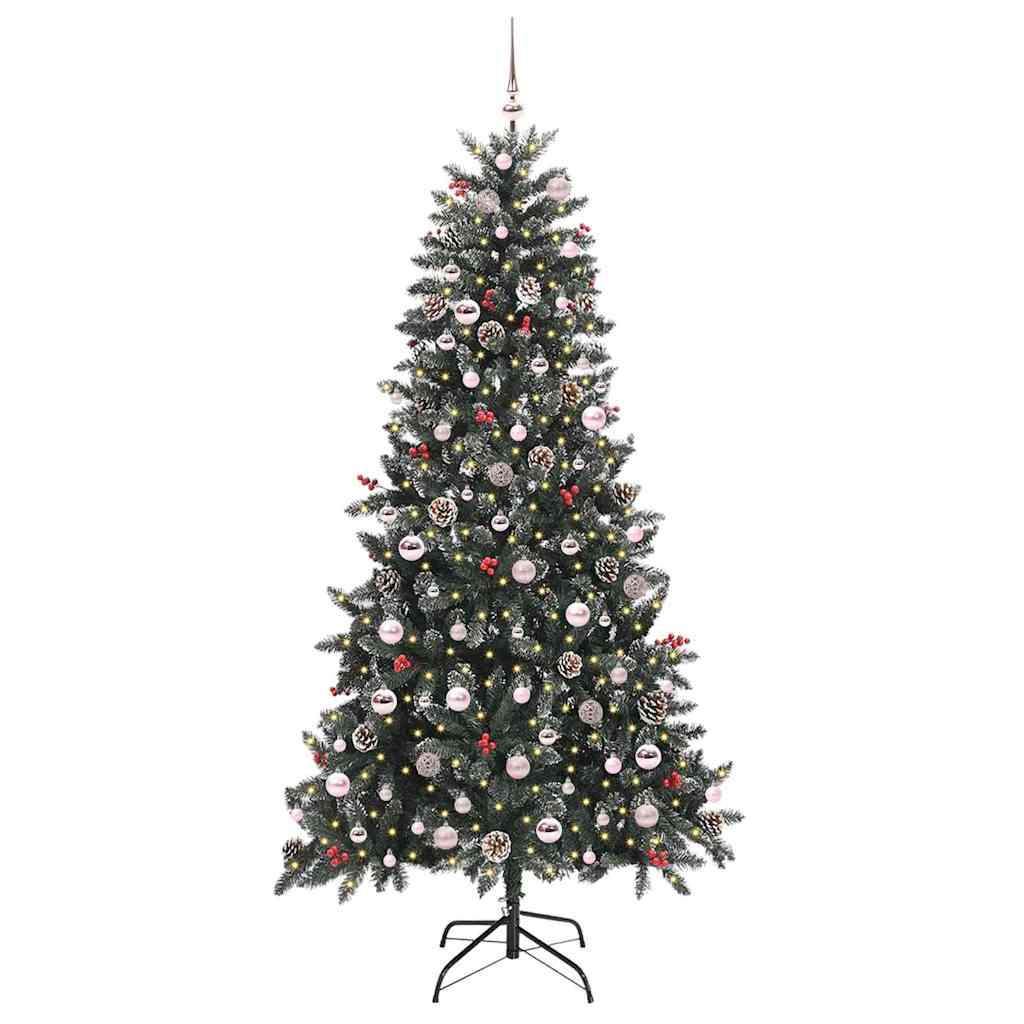vidaXL Sztuczna choinka z podstawą Zielony 210 cm PVC, plastik i stal