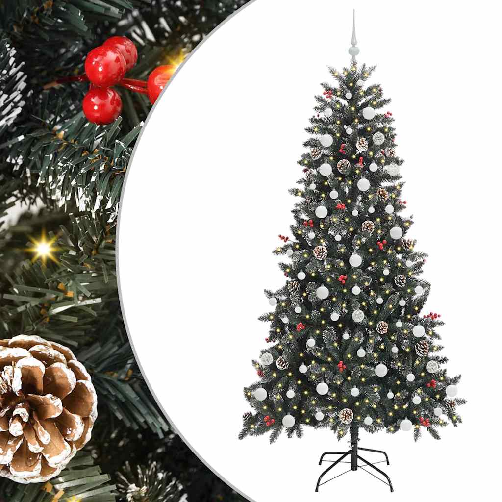 vidaXL Sztuczna choinka z podstawą Zielony 210 cm PVC, plastik i stal