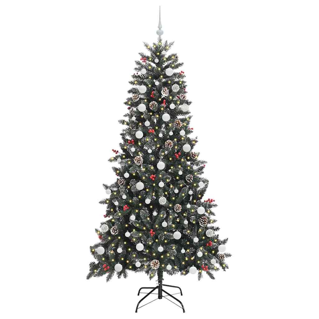 vidaXL Sztuczna choinka z podstawą Zielony 210 cm PVC, plastik i stal