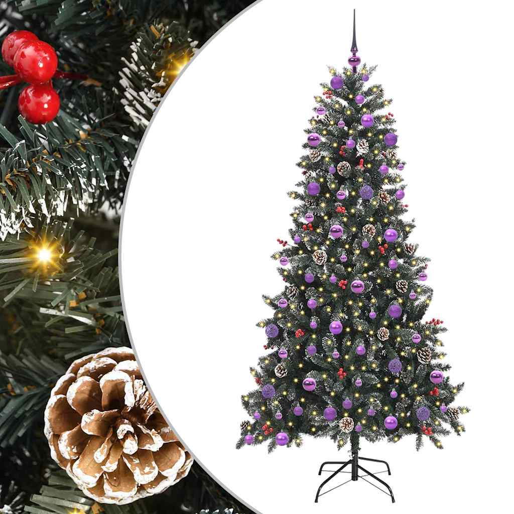 vidaXL Sztuczna choinka z podstawą Zielony 210 cm PVC, plastik i stal