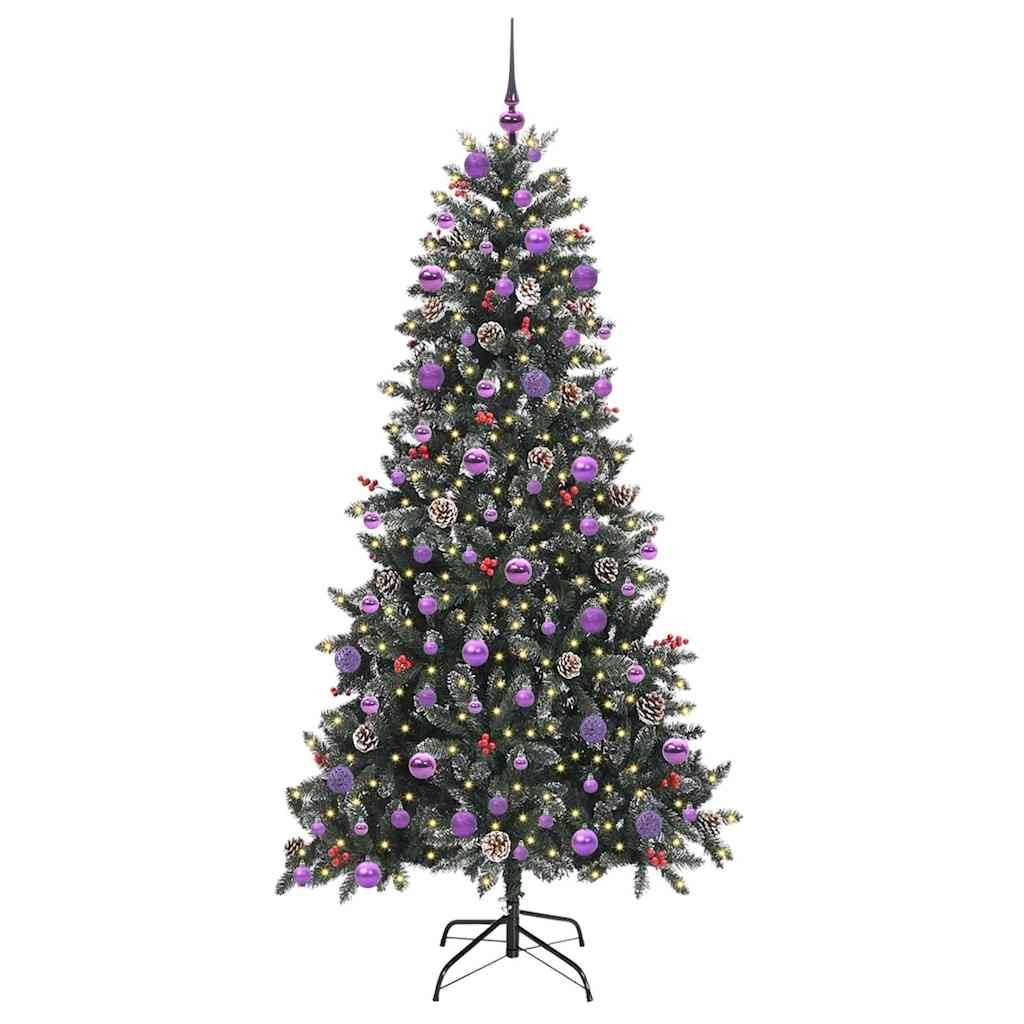 vidaXL Sztuczna choinka z podstawą Zielony 210 cm PVC, plastik i stal