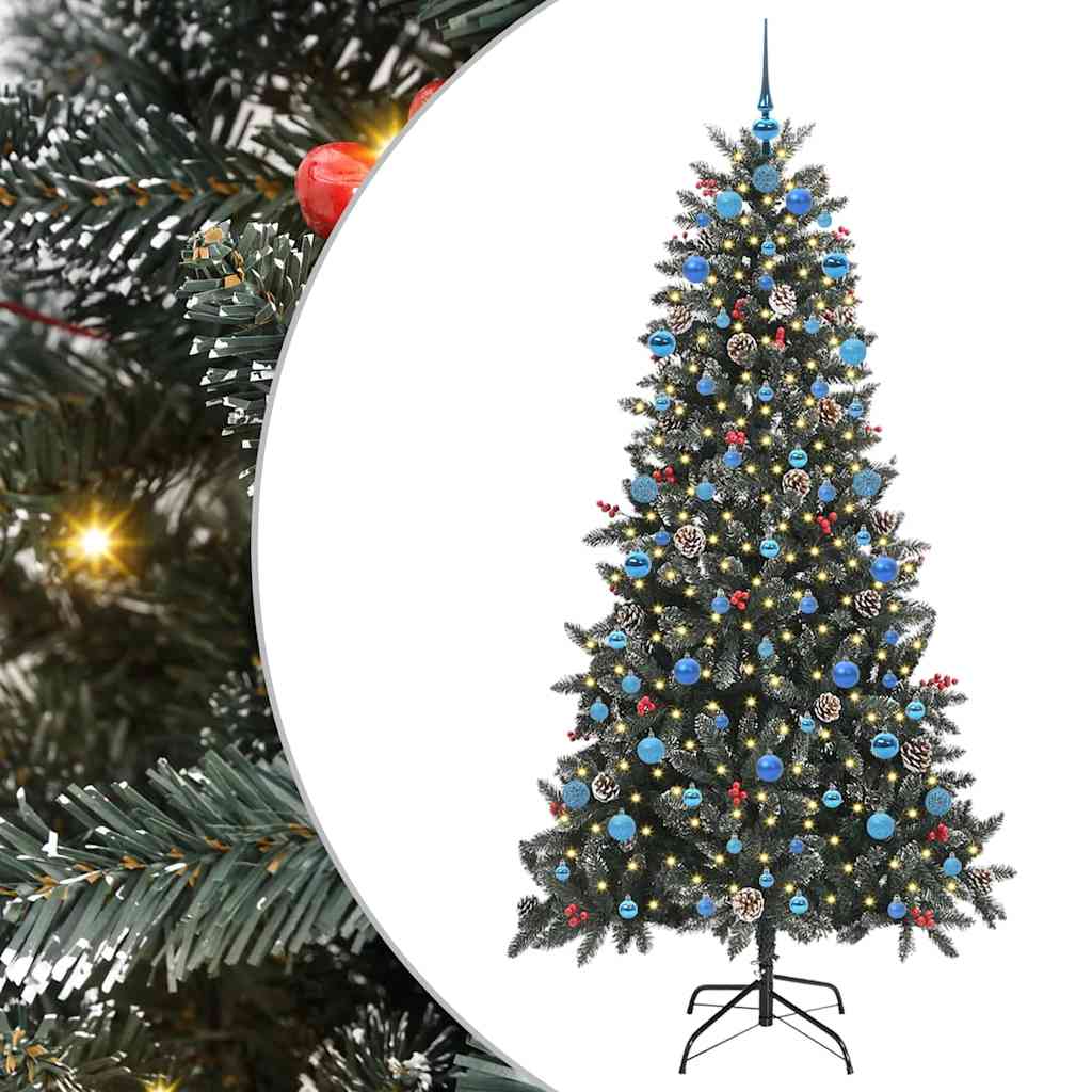 vidaXL Sztuczna choinka z podstawą Zielony 210 cm PVC, plastik i stal