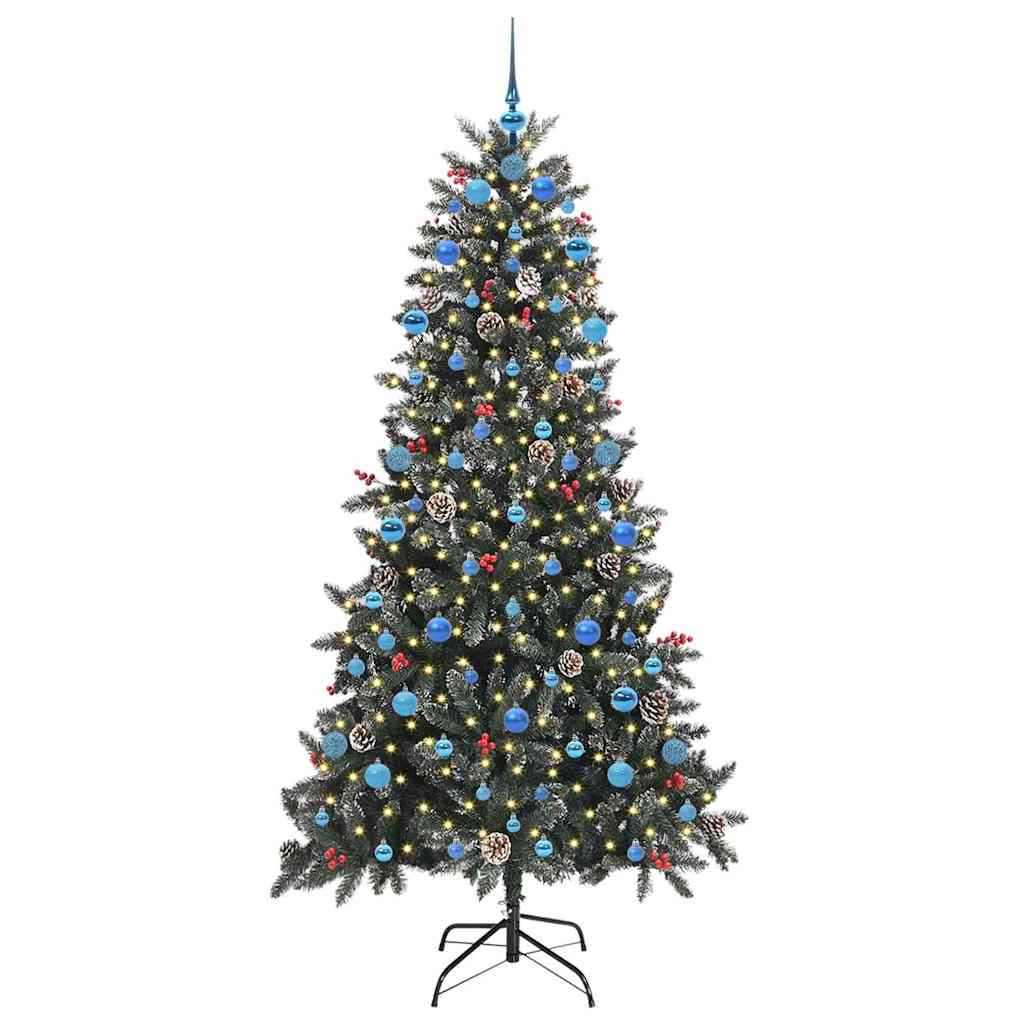 vidaXL Sztuczna choinka z podstawą Zielony 210 cm PVC, plastik i stal