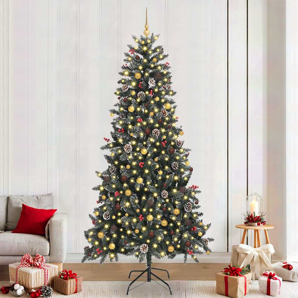 vidaXL Sztuczna choinka z podstawą Zielony 240 cm PVC, plastik i stal