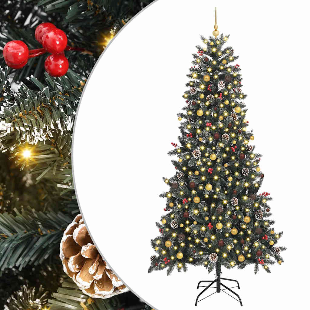 vidaXL Sztuczna choinka z podstawą Zielony 240 cm PVC, plastik i stal