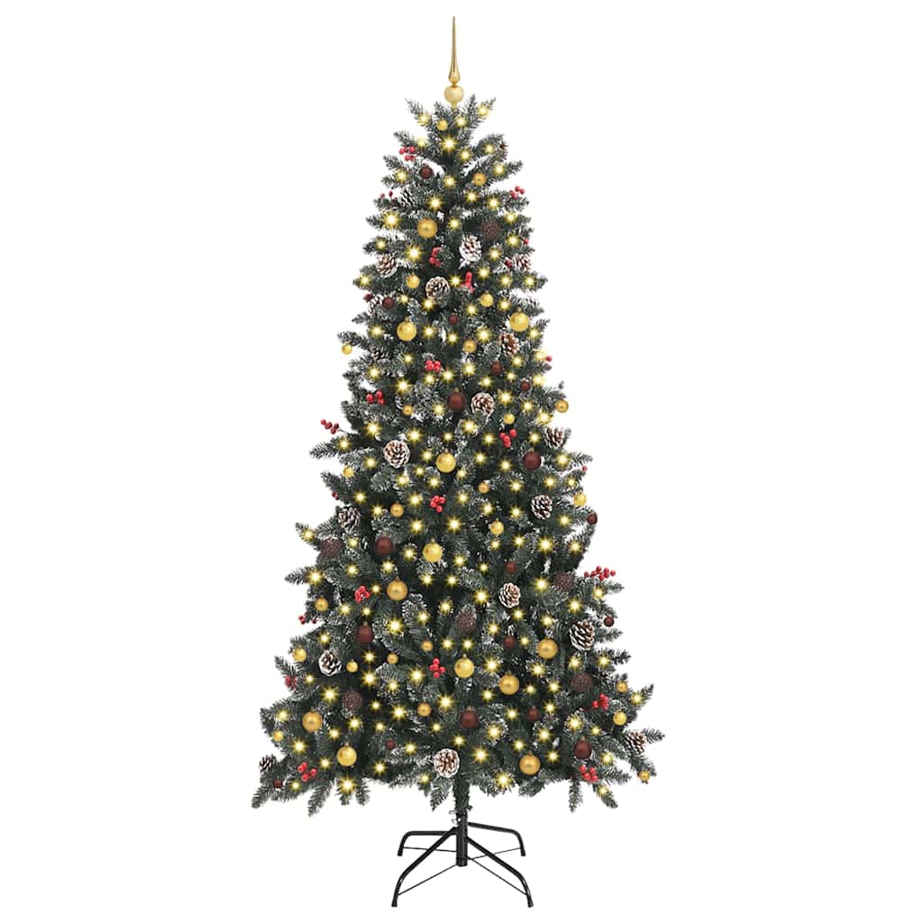 vidaXL Sztuczna choinka z podstawą Zielony 240 cm PVC, plastik i stal