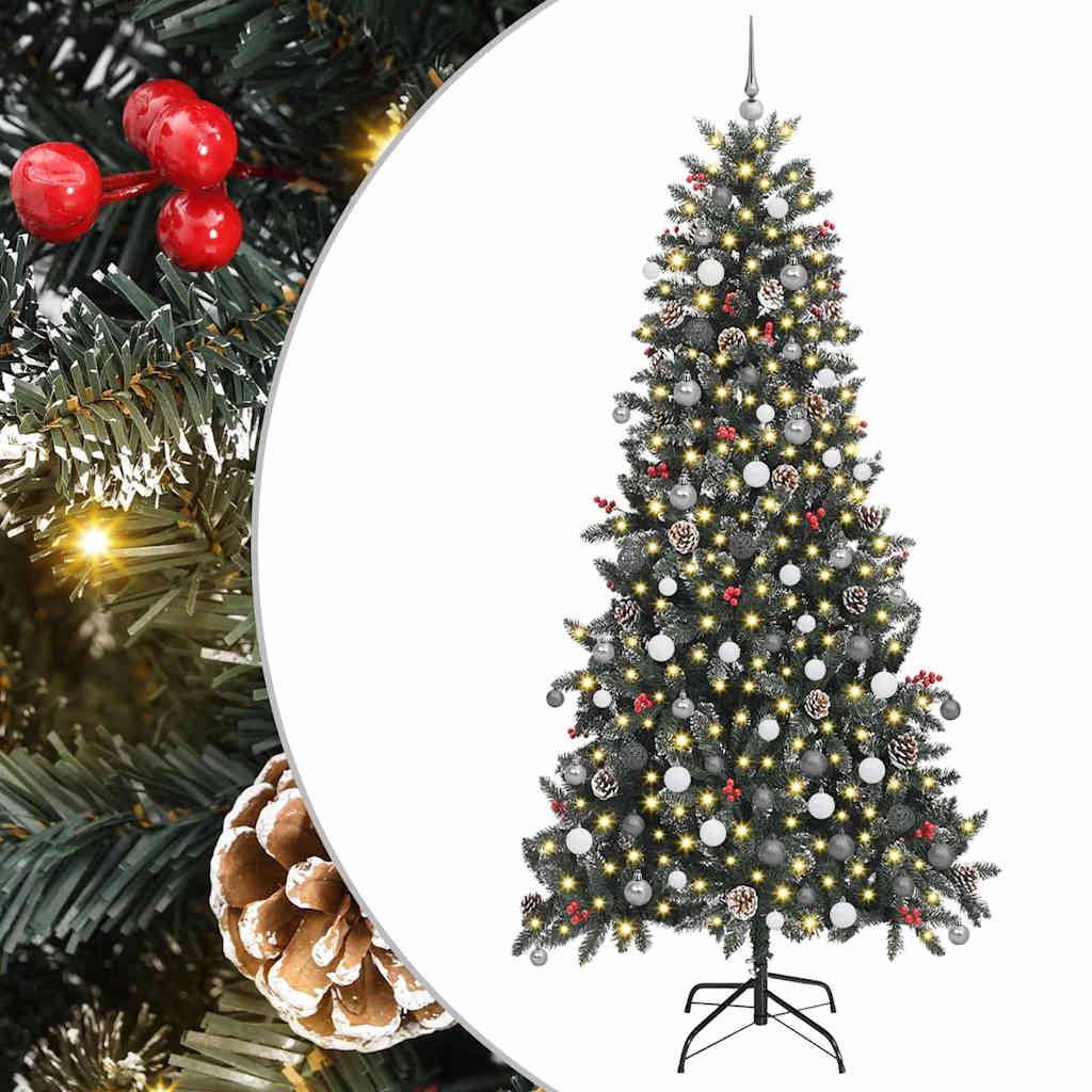 vidaXL Sztuczna choinka z podstawą Zielony 240 cm PVC, plastik i stal