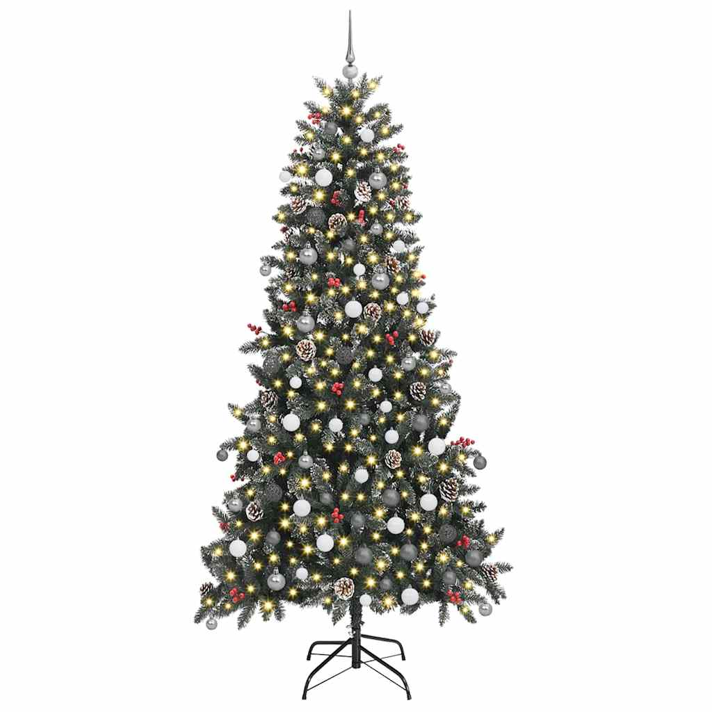 vidaXL Sztuczna choinka z podstawą Zielony 240 cm PVC, plastik i stal