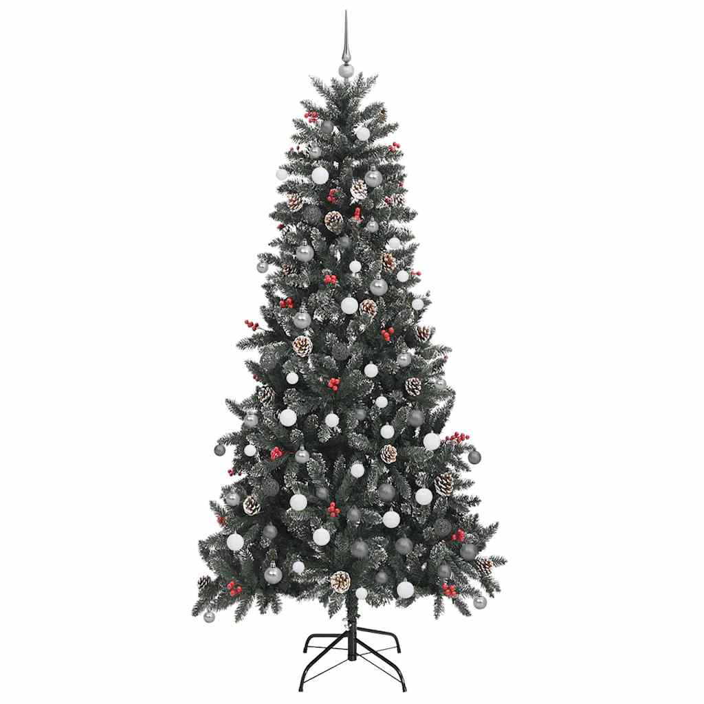 vidaXL Sztuczna choinka z podstawą Zielony 240 cm PVC, plastik i stal