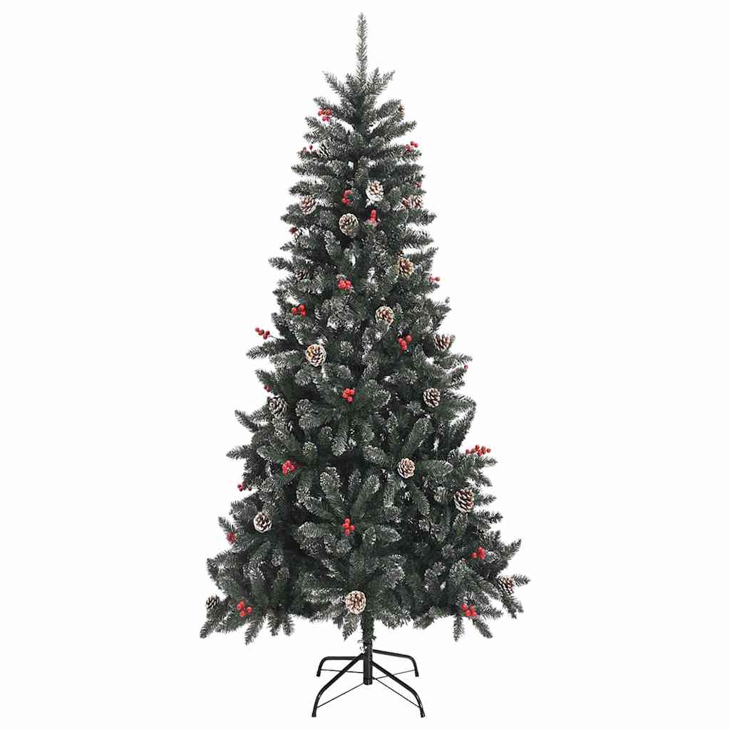 vidaXL Sztuczna choinka z podstawą Zielony 240 cm PVC, plastik i stal