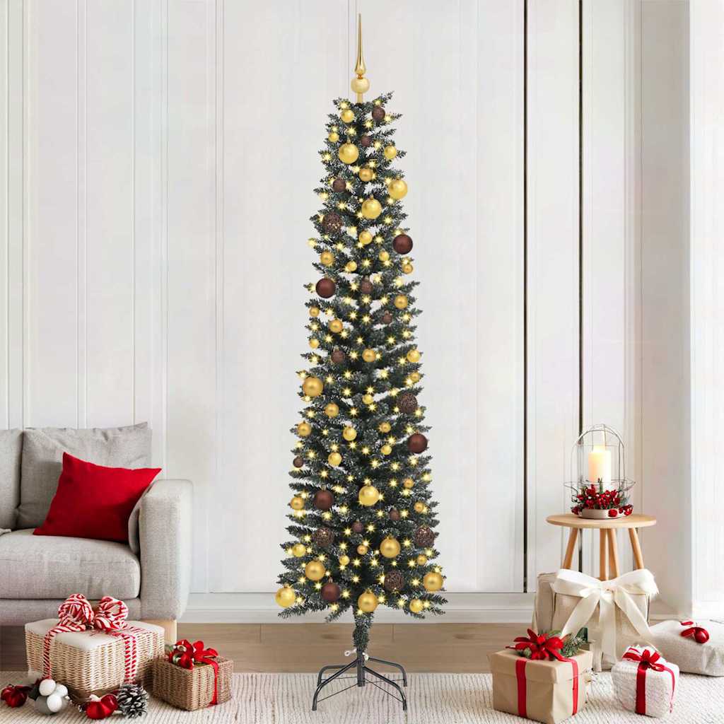 vidaXL Sztuczna choinka z podstawą Zielony 210 cm PVC, plastik i stal