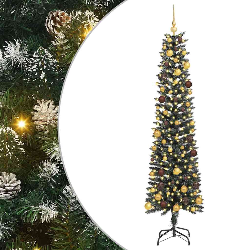 vidaXL Sztuczna choinka z podstawą Zielony 210 cm PVC, plastik i stal