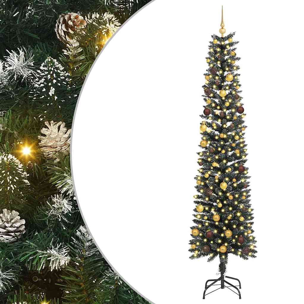 vidaXL Sztuczna choinka z podstawą Zielony 240 cm PVC, plastik i stal