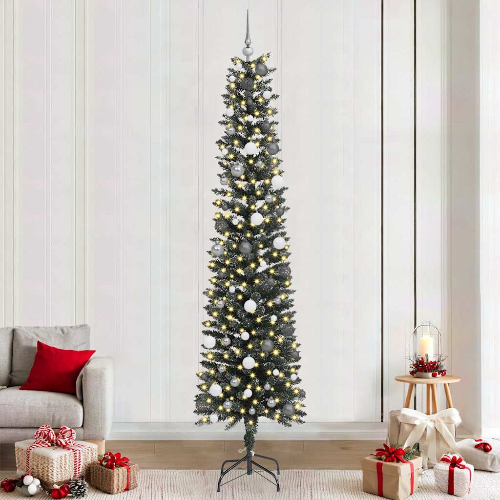 vidaXL Sztuczna choinka z podstawą Zielony 240 cm PVC, plastik i stal