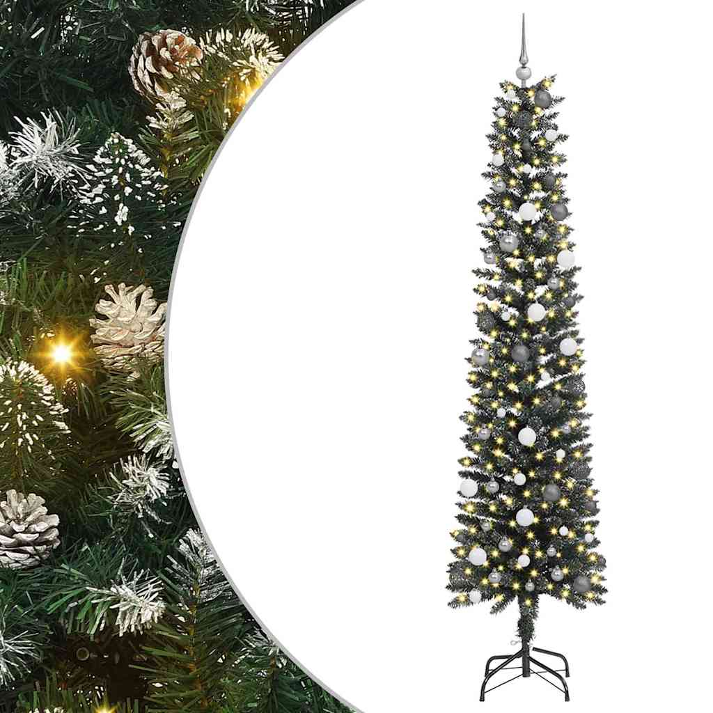 vidaXL Sztuczna choinka z podstawą Zielony 240 cm PVC, plastik i stal