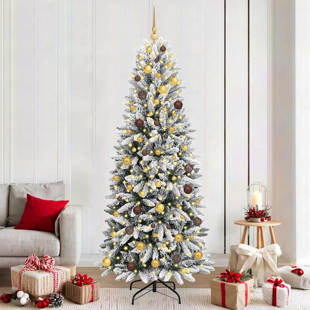 vidaXL Sztuczna choinka Biały 210 cm PVC, Plastik, Stal i PE