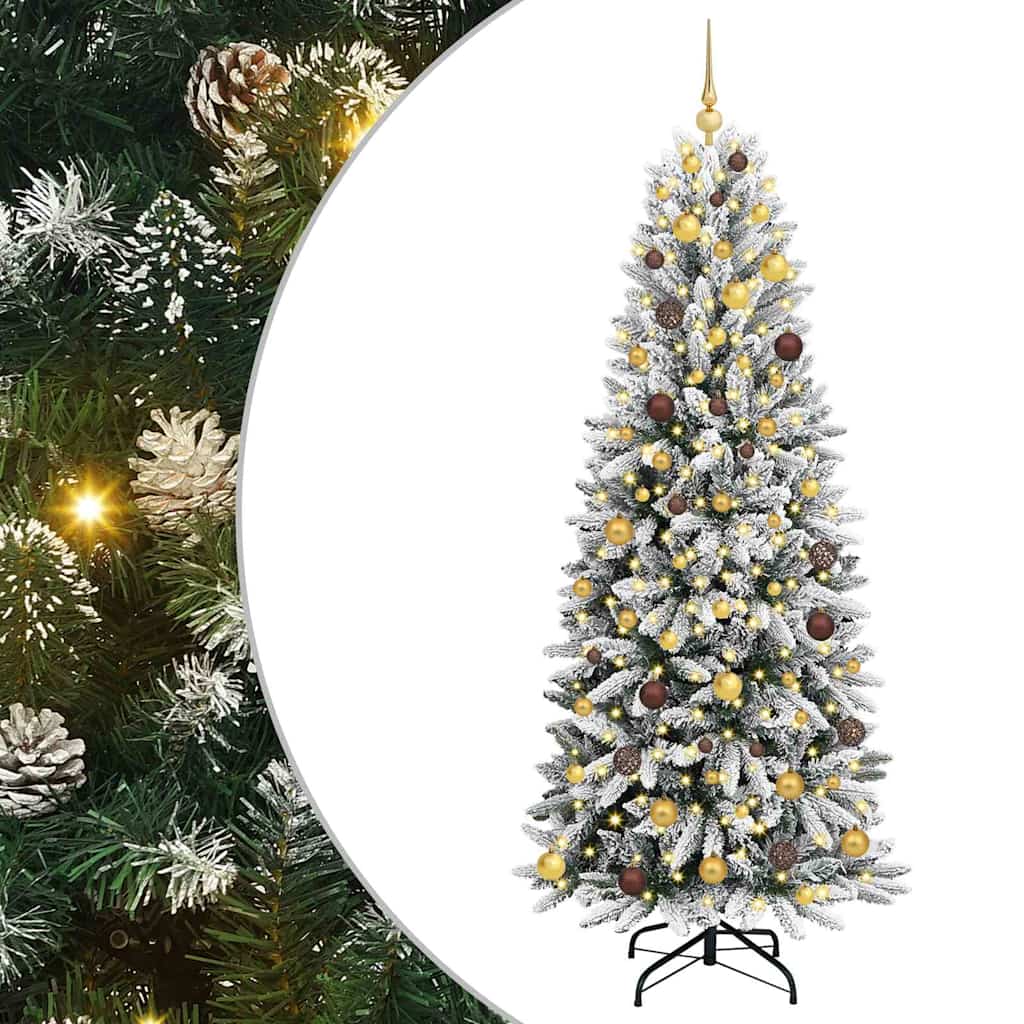 vidaXL Sztuczna choinka Biały 210 cm PVC, Plastik, Stal i PE