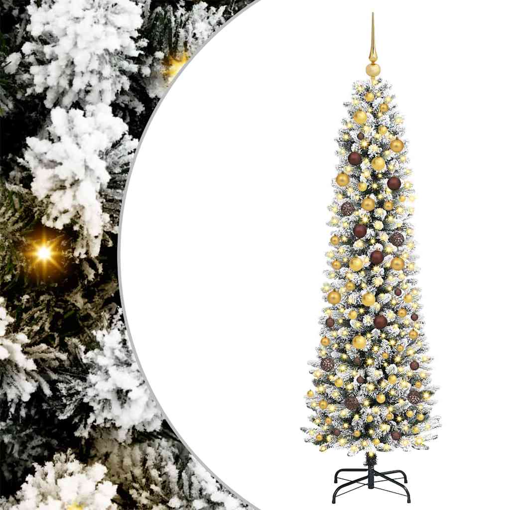 vidaXL Sztuczna choinka Biały 210 cm PVC, Metal i Plastik