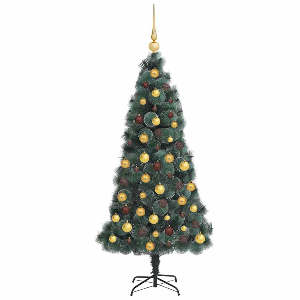 vidaXL Sztuczna lampka choinkowa z zestawem bombek Zielony 240 cm PET