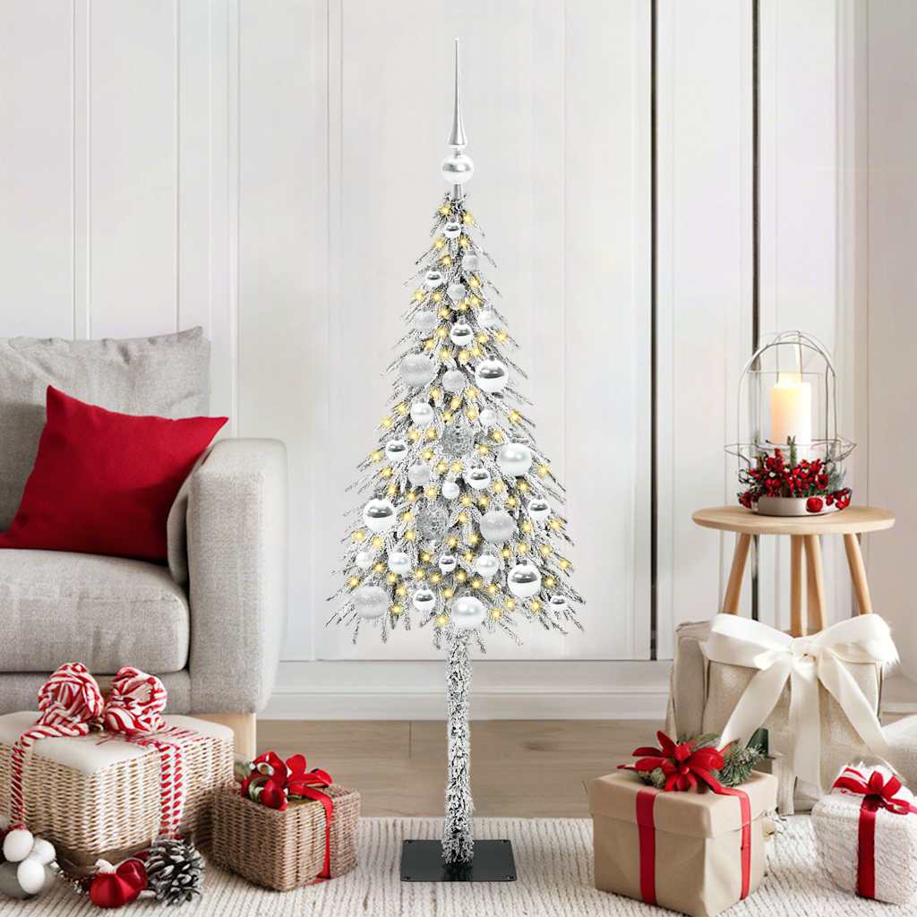 vidaXL Choinka z 150 diodami LED z podstawą Biały 120 cm PE i stal
