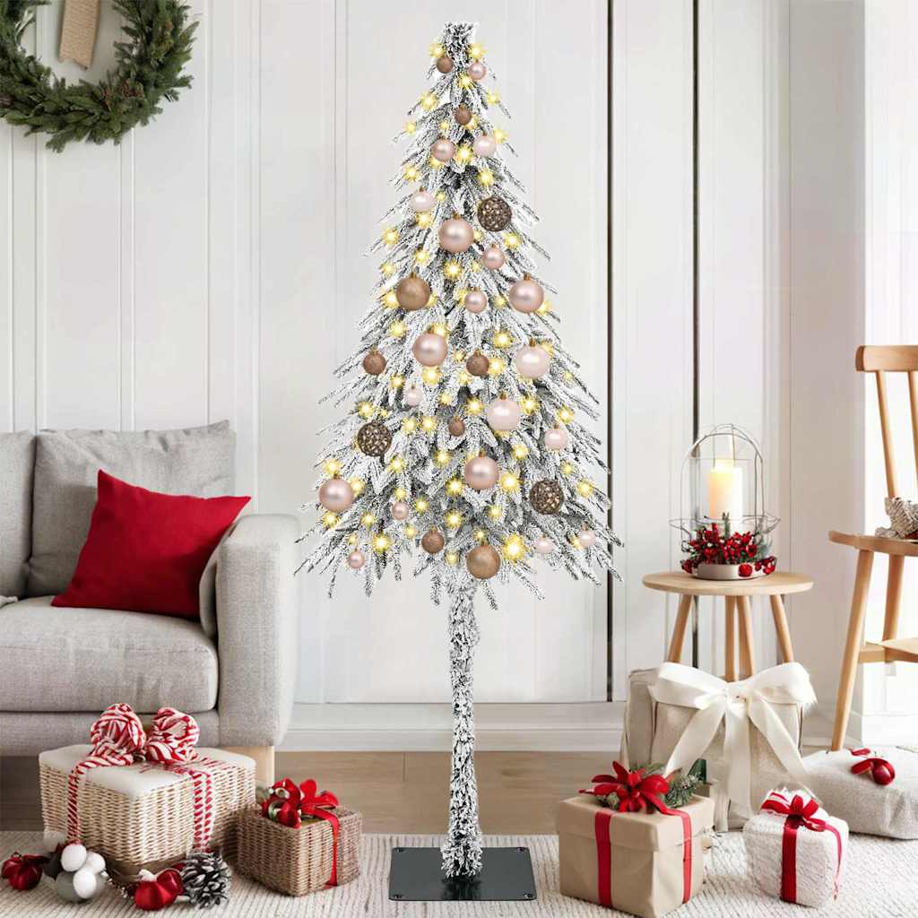 vidaXL Choinka z 150 diodami LED z podstawą Biały 150 cm PE i stal